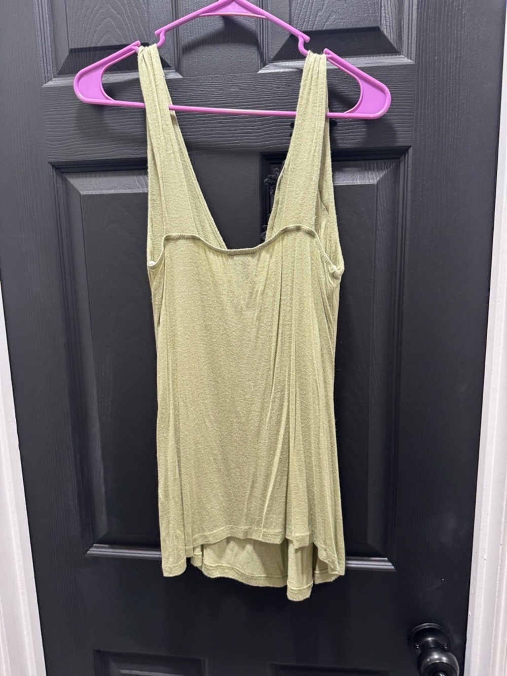 Daytrip Olive Green Top with Black Floral Applique and Taupe Buttons - Picture 3 of 3